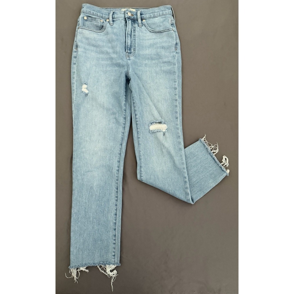 Madewell The Perfect Vintage Jeans Womens 27 Blue High Rise Distressed Raw Hem